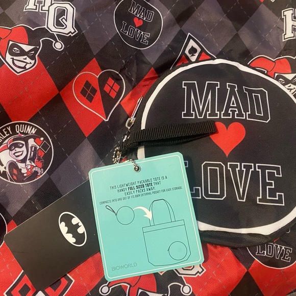 DC Comics Harley Quinn Packable Tote. New with Tags - Picture 3 of 5